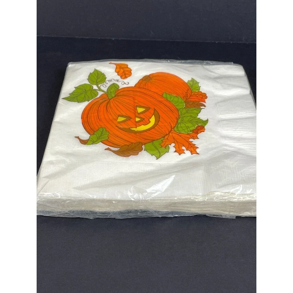 15 Pack of Vintage Hallmark Halloween Pumpkin Jack O Lantern Luncheon Napkins